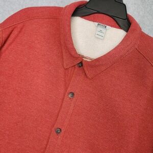 Duluth Trading Co Shirt Jacket Mens 3XL Orange Waffle Knit Fleece Lined Shacket